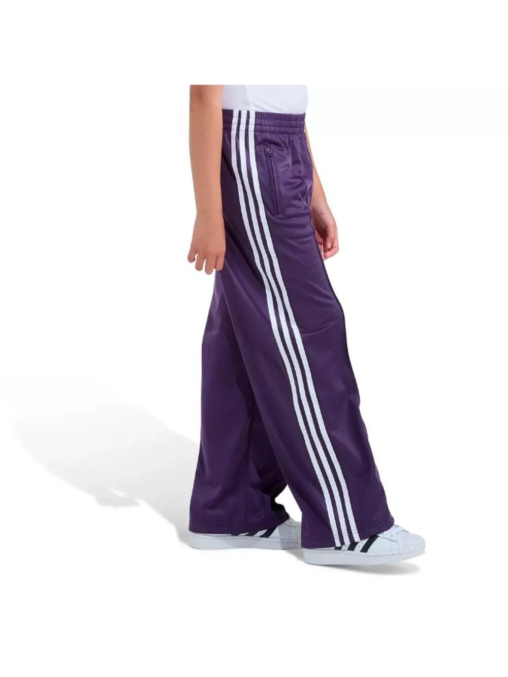 adidas Kids' Firebird Wide Leg Pants Aurora Plum Size Medium Pull On Active - Picture 2 of 12